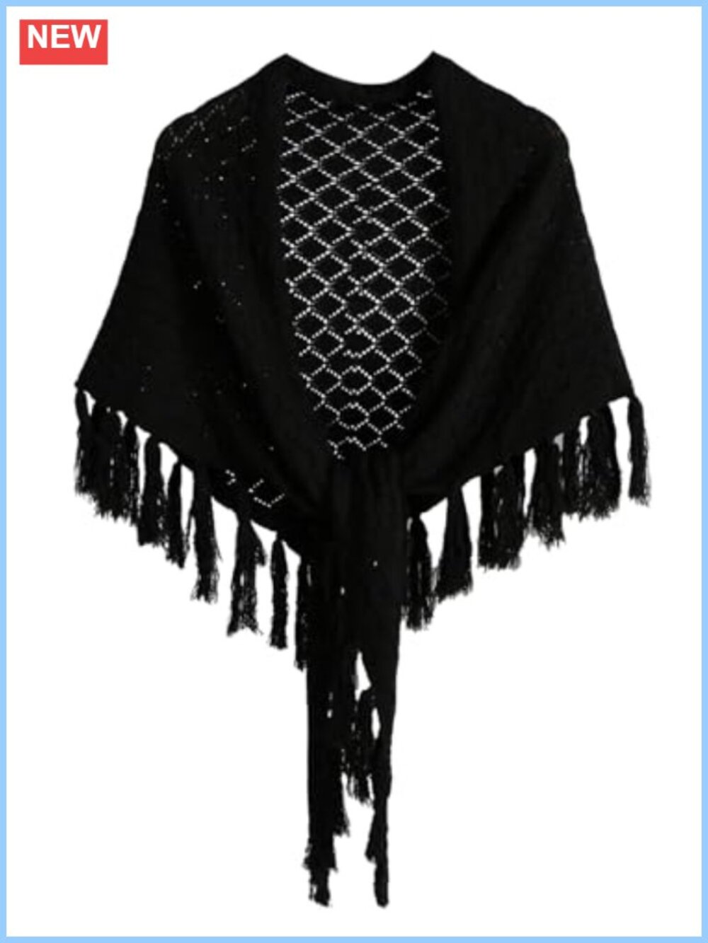 Women's Crochet Poncho Shawl Fringe Scarf Cape
